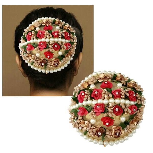 Apurva Pearls White Pearl Multi Floral Hair Brooch - 1502251B