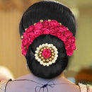 Apurva Pearls Pink Floral Hair Brooch - 1502298A