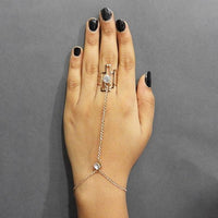 Apurva Pearls Gold Plated Austrian Stone Chain Hand Harness - 1502308A