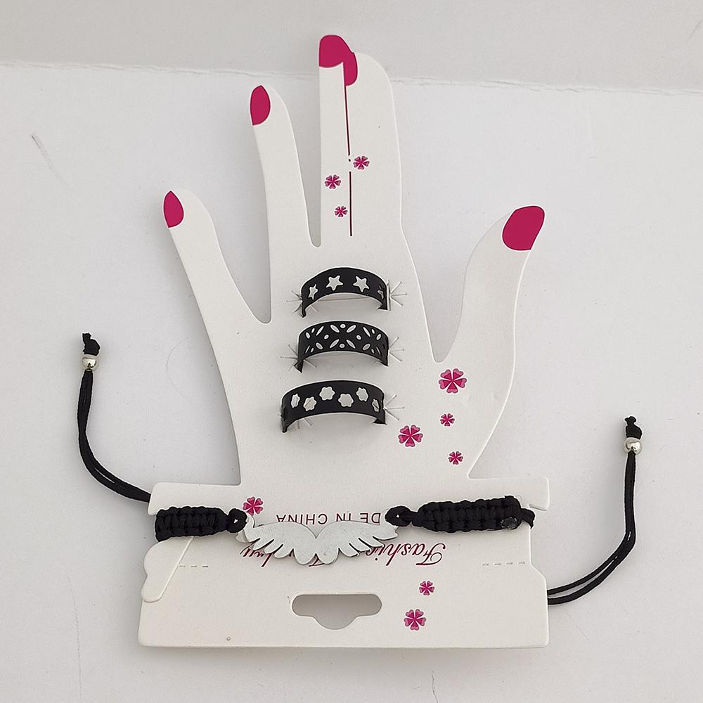 Urthn Black Finger Ring With Bracelet  - 1502331