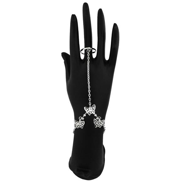 Tip Top Fashions Butterfly Design Silver Plated Hand Harness - 1502370