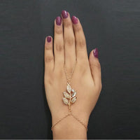Urthn Gold Plated Austrian Stone Leaf Design Hand Harness - 1502381B