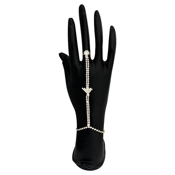 Tip Top Fashions Gold Plated White Austrian Stone Hand Harness - 1502395A