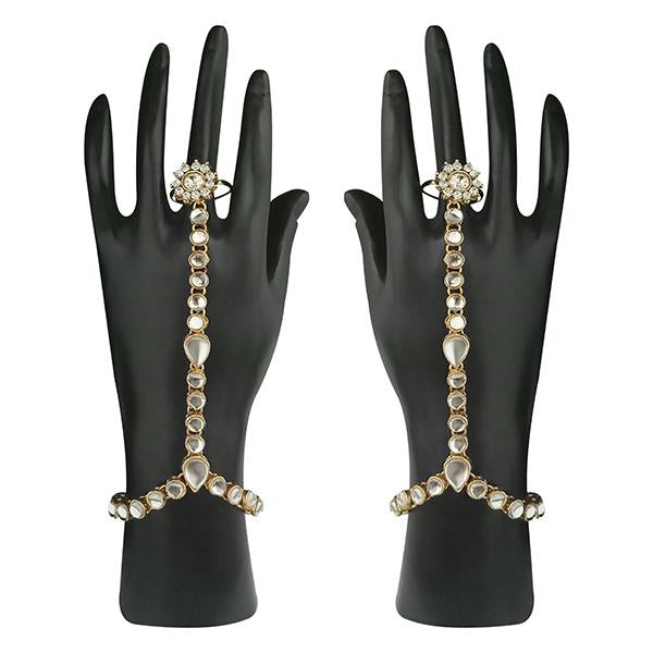 Kriaa White Kundan Austrian Stone Hand Harness - 1502442