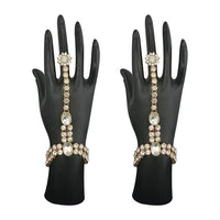 Kriaa White Kundan Austrian Stone Hand Harness - 1502446