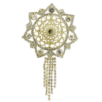 Kriaa Floral Gold Plated Austrian Stone Saree Pin Brooch - 1502806