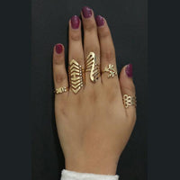 Urthn Gold Plated Adjustable 5 Finger Ring Set - 1502914