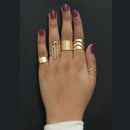 Urthn Adjustable Gold Plated 5 Finger Ring Set - 1502915