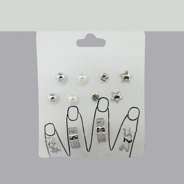 Urthn 4 Finger Ring With Stud Earrings - 1502926B