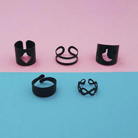 Urthn Black 5 Finger Ring - 1502938