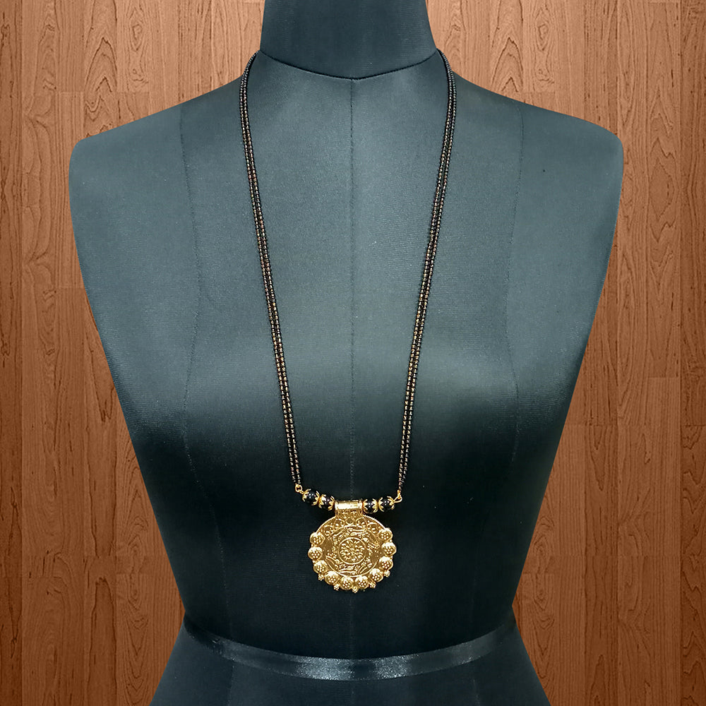 Kriaa Black Beads Gold Plated Mangalsutra - 1503039