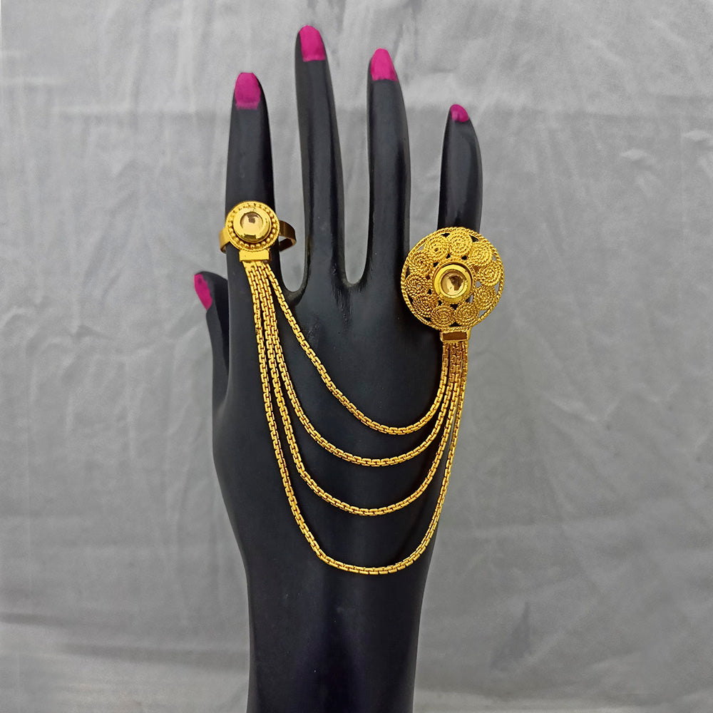 Kriaa Kundan Stone  Chain Double Finger Ring