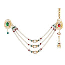 Tip Top Fashions Maroon Kundan Stone Pearl Stone Kamarband - 1503403
