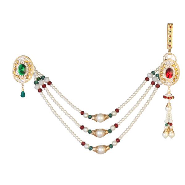 Tip Top Fashions Maroon Kundan Stone Pearl Stone Kamarband - 1503403