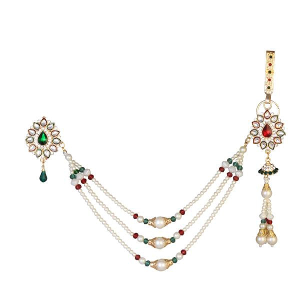 Tip Top Fashions Maroon Kundan Stone Pearl Chain Kamarband - 1503405