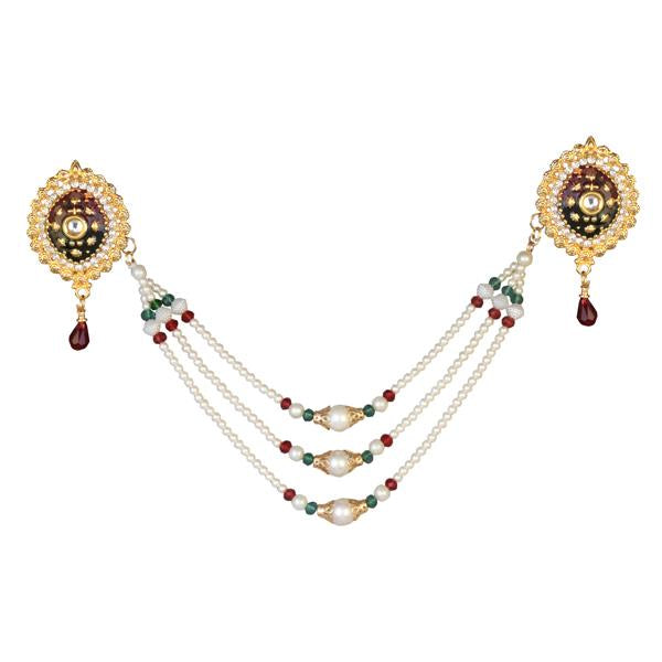 Tip Top Fashions Meenakari Gold Plated Pearl Chain Kamarband - 1503413