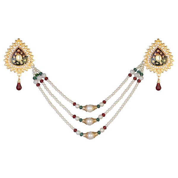 Tip Top Fashions Stone Meenakari Pearl Chain Kamarband - 1503414