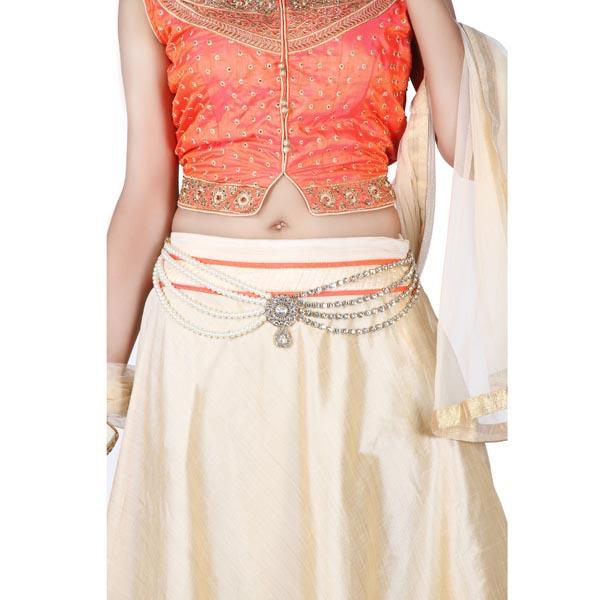 Apurva Pearls Austrian Stone Pearl Chain Kamarband - 1503426