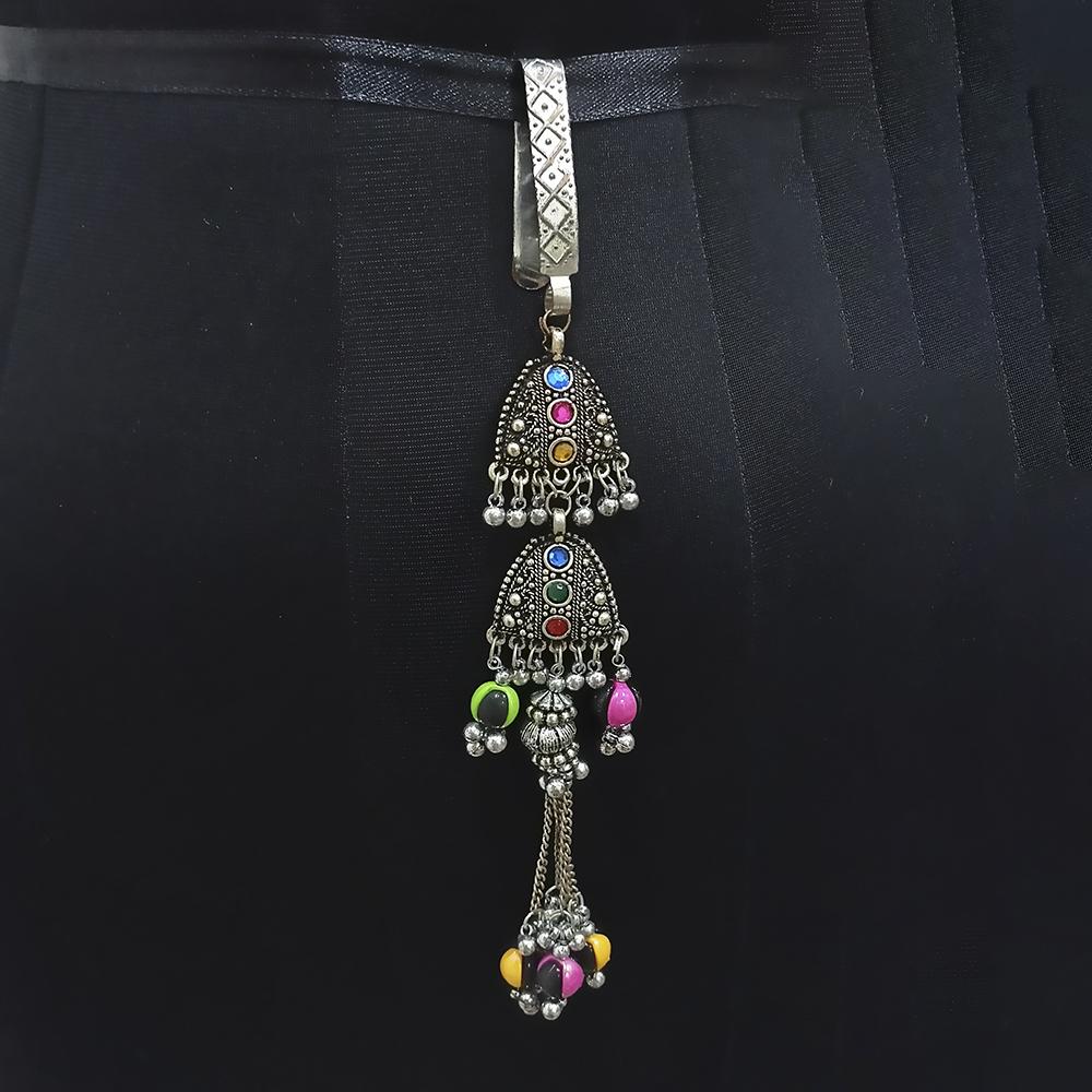 Jeweljunk Oxidised Plated Multi Kundan Challa -1503812