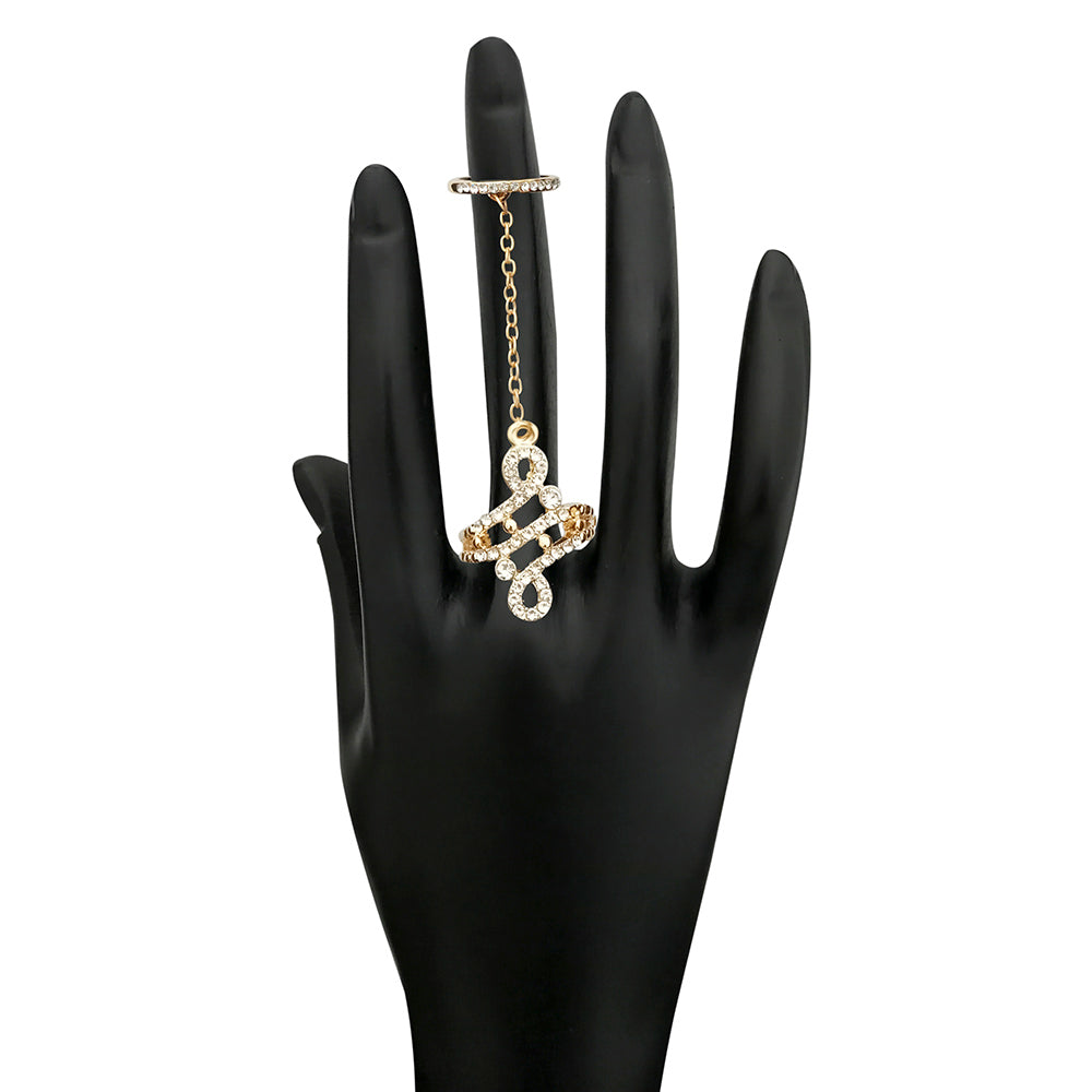 Kriaa Silver Plated Double Ring