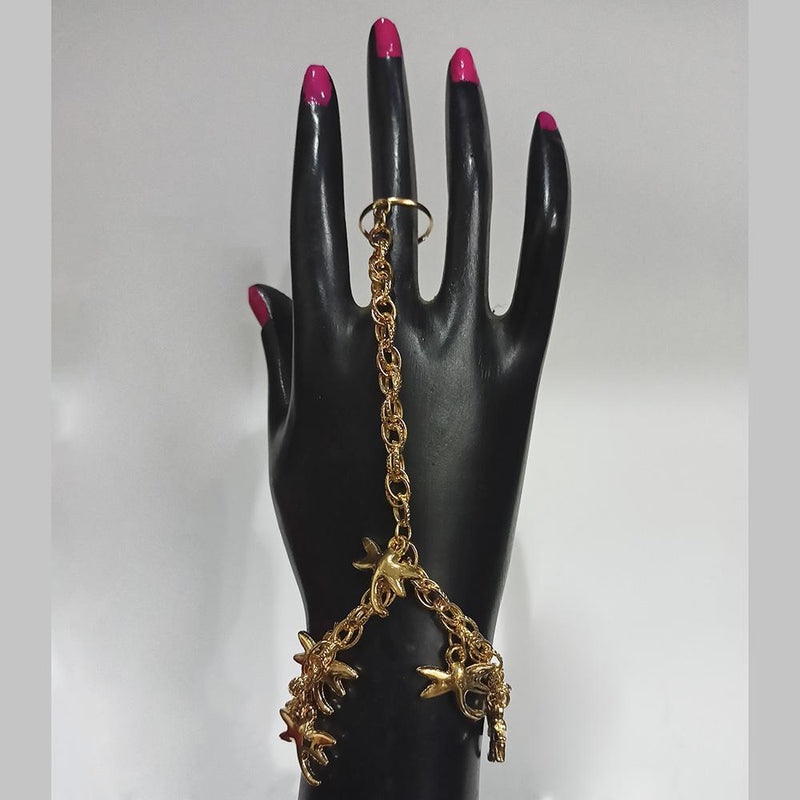 Kriaa Gold Plated Ganpati Desgin Hand Harness -1504046