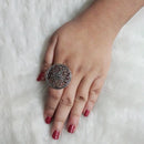 Urthn Rhodium Plated Adjustable Finger Ring - 1504702B