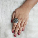 Urthn Rhodium Plated Adjustable Finger Ring - 1504705B