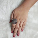 Urthn Rhodium Plated Adjustable Finger Ring - 1504708B