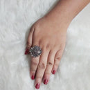 Urthn Rhodium Plated Adjustable Finger Ring - 1504710B