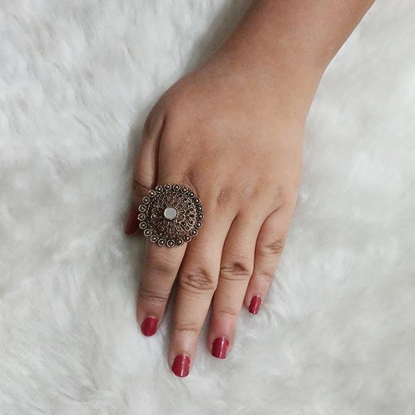 Urthn Antique Gold Plated Adjustable Finger Ring - 1504712A