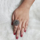 Urthn Rhodium Plated Mirror Adjustabel Finger Ring - 1504713B