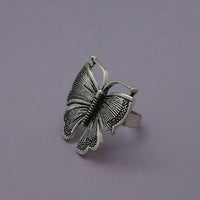 Urthn Silver Adjustable Butterfly Finger Ring - 1504738B