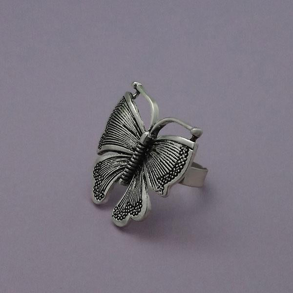 Urthn Silver Adjustable Butterfly Finger Ring - 1504738B