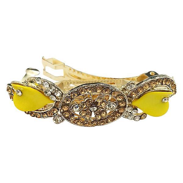 Apurva Pearls Gold Plated Austrian Stone Barrette Hair Clip - 1505222B