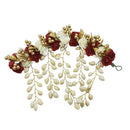 Apurva Pearls Red Pearl Floral Hair Brooch - 1505422A