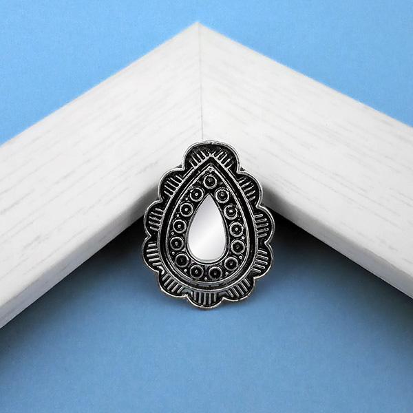 Jeweljunk Oxidised Plated Mirror Adjustable Finger Ring - 1505504B