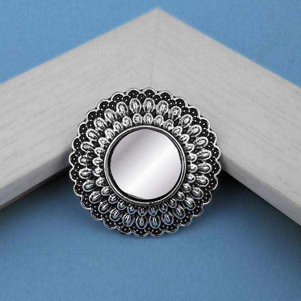 Tip Top Fashions Oxidised Plated Mirror Adjustable Finger Ring - 1505507B