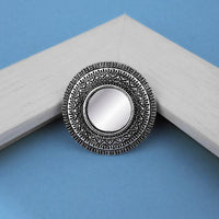 Tip Top Fashions Oxidised Plated Mirror Adjustable Finger Ring - 1505508B