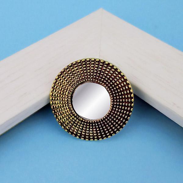 Tip Top Fashions Antique Gold Plated Mirror Adjustable Finger Ring - 1505509A