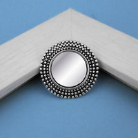 Jeweljunk Oxidised Plated Mirror Adjustable Finger Ring - 1505511B