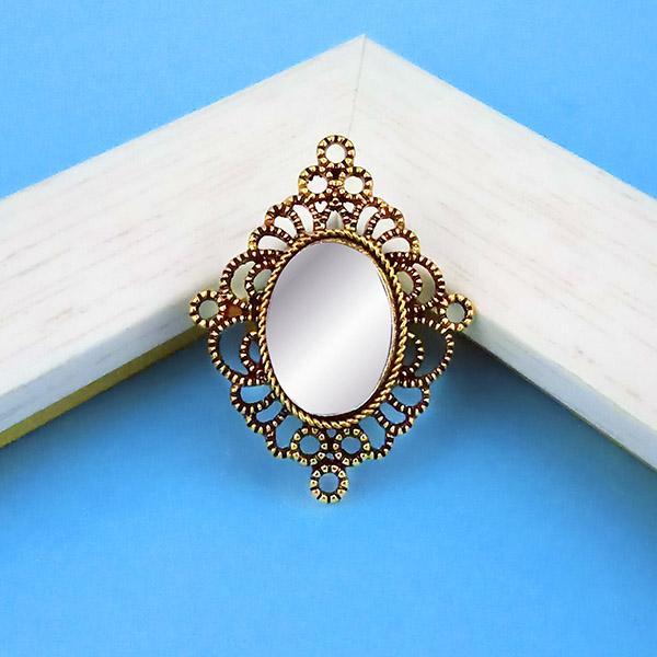 Tip Top Fashions Antique Gold Plated Mirror Adjustable Finger Ring - 1505517A