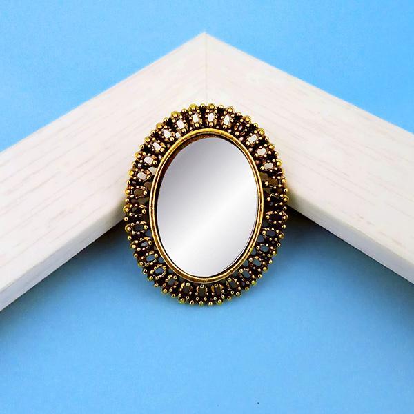 Tip Top Fashions Antique Gold Plated Mirror Adjustable Finger Ring - 1505518A