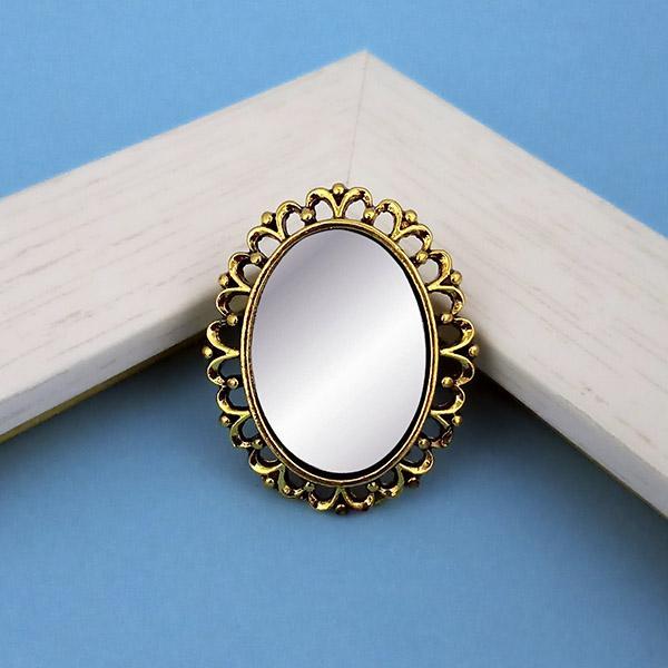 Tip Top Fashions Antique Gold Plated Mirror Adjustable Finger Ring - 1505524