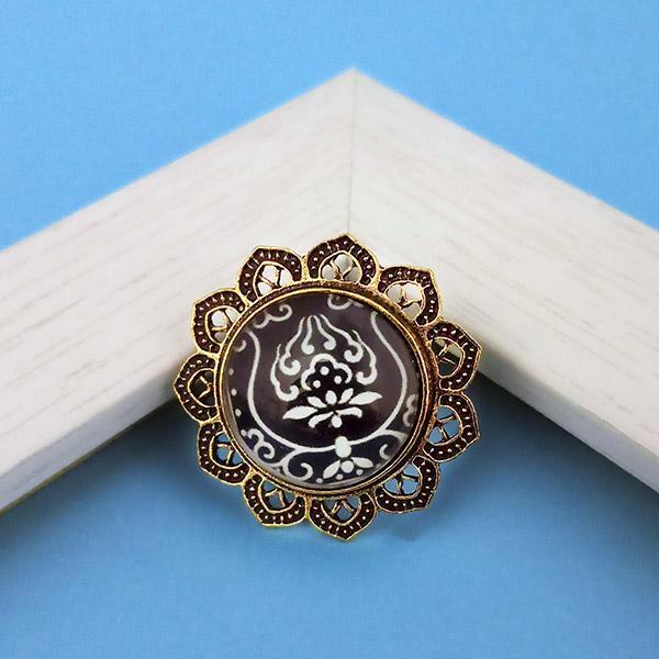 Jeweljunk Antique Gold Plated Adjustable Finger Ring - 1505530