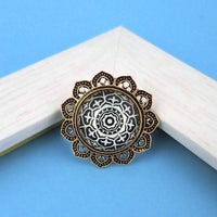 Jeweljunk Antique Gold Plated Adjustable Finger Ring - 1505531