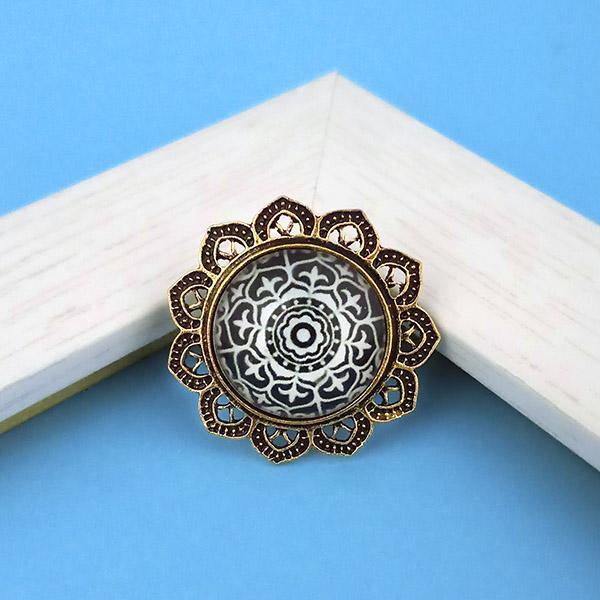 Jeweljunk Antique Gold Plated Adjustable Finger Ring - 1505531