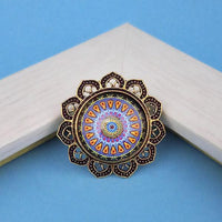 Jeweljunk Antique Gold Plated Multicolor Adjustable Finger Ring - 1505534