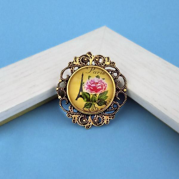 Tip Top Fashions Paris Design Antique Gold Plated Floral Adjustable Finger Ring - 1505536