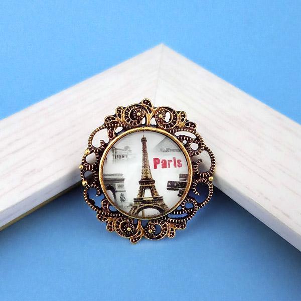 Tip Top Fashions Antique Gold Plated Paris Design Adjustable Finger Ring - 1505537