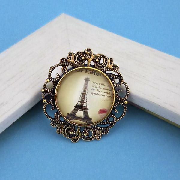 Tip Top Fashions Antique Gold Plated Paris Design Adjustable Finger Ring - 1505542